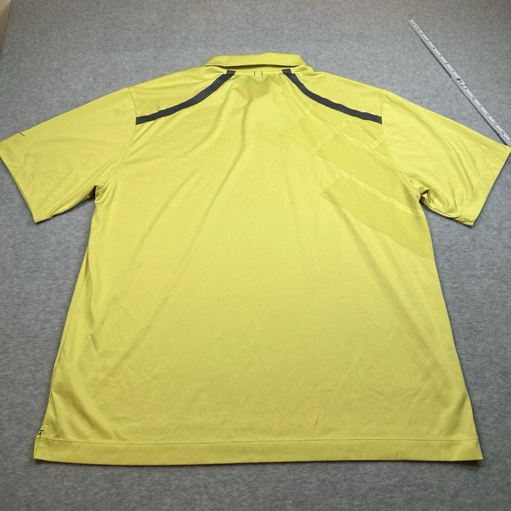 Nike Golf Polo Mens XL‎ Dri Fit Yellow Textured Pattern Stretch